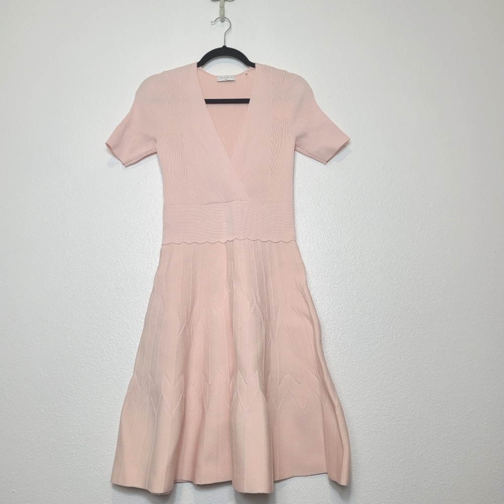 NWT SANDRO Esmera Wrap Effect Knitted Dress In Polaro Pink Size 6 - Picture 5 of 12